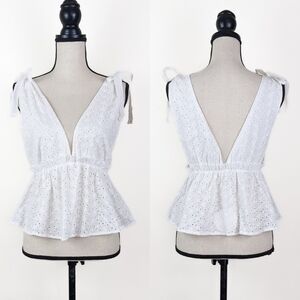 NWT Storia White Cotton Eyelet Lace Blouse